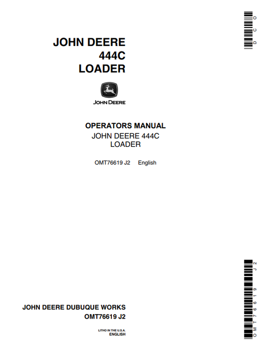 JOHN DEERE 444C LOADER OPERATOR MANUAL OMT76619