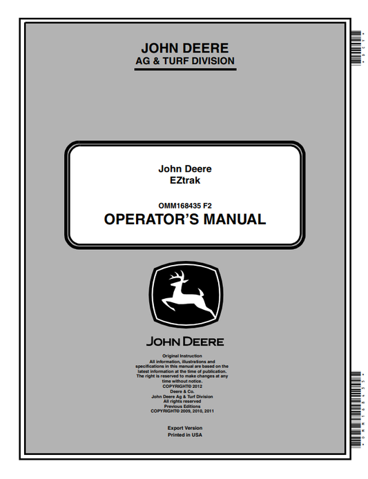 JOHN DEERE Z225, Z425, Z645 EZTRAK OPERATOR MANUAL OMM168435