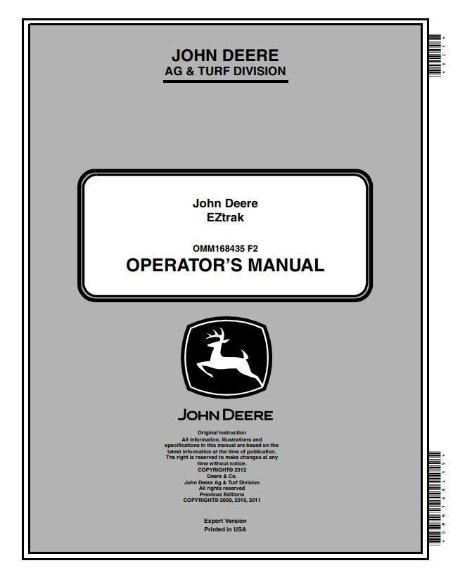 JOHN DEERE Z225, Z425, Z645 EZTRAK OPERATOR MANUAL OMM168435