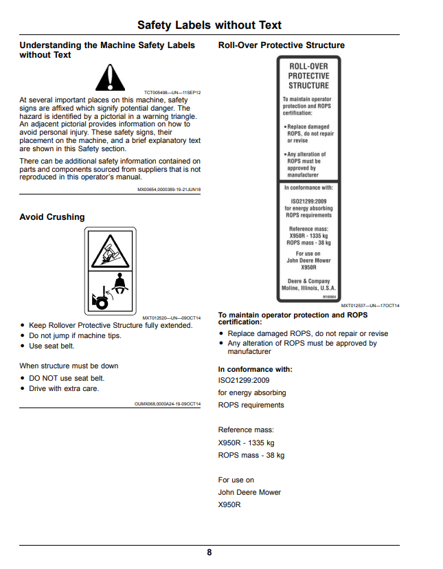 JOHN DEERE X950R TRACTOR OPERATOR MANUAL OMUC17708