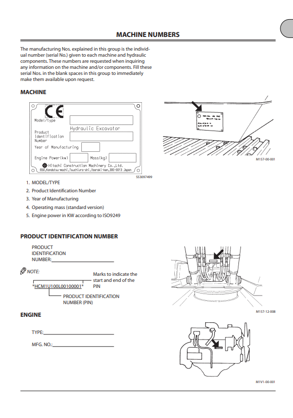 HITACHI ZAXIS 225USLC-3, 225USRLC HYDRAULIC EXCAVATOR OPERATOR MANUAL EM1U4EN12