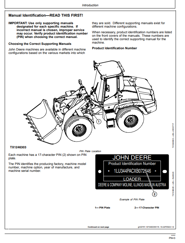 JOHN DEERE 344 P 4WD LOADER OPERATOR MANUAL OMT487737X019
