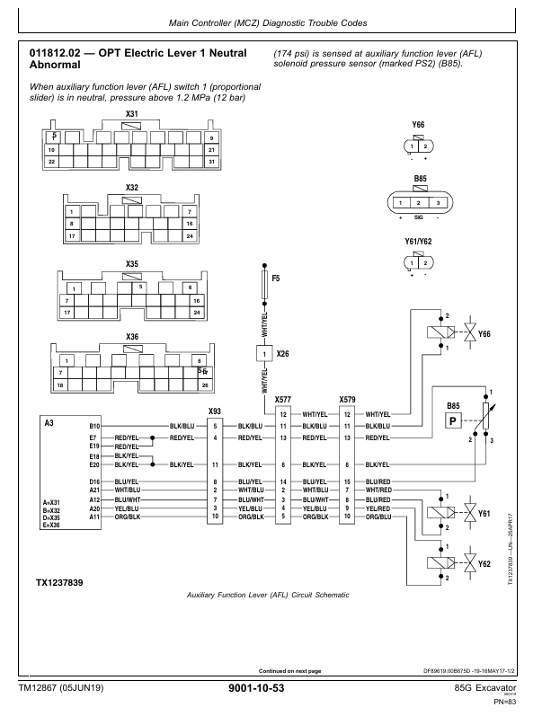 JOHN DEERE 85G FT4 EXCAVATOR OPERATION AND TEST TECHNICAL MANUAL TM12867