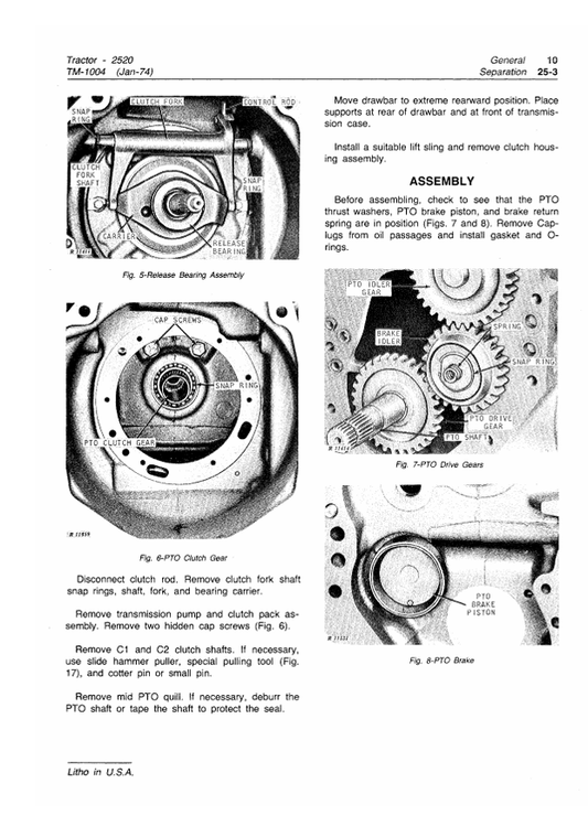 JOHN DEERE 2520 TRACTOR TECHNICAL MANUAL TM1004