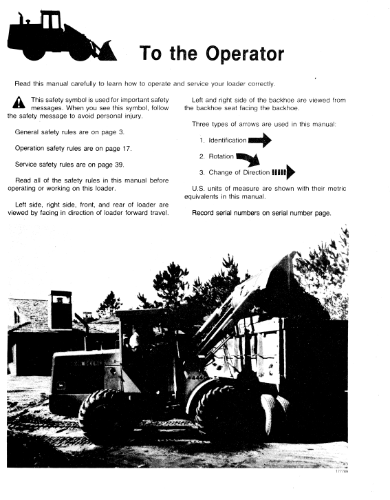 JOHN DEERE 444C LOADER OPERATOR MANUAL OMT76619
