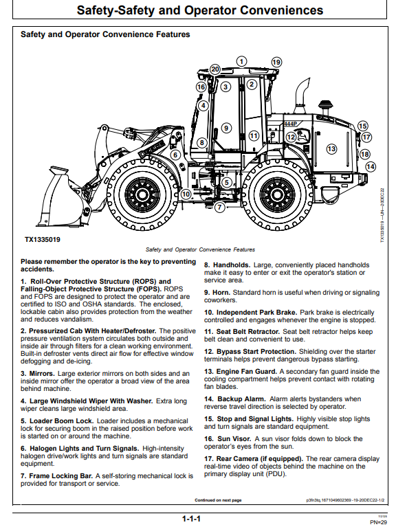 JOHN DEERE 444 P 4WD LOADER OPERATOR MANUAL OMT483916X019