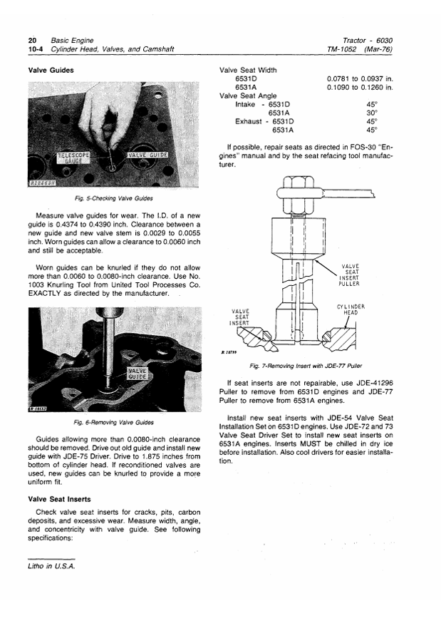 JOHN DEERE 6030 TRACTOR TECHNICAL MANUAL TM1052
