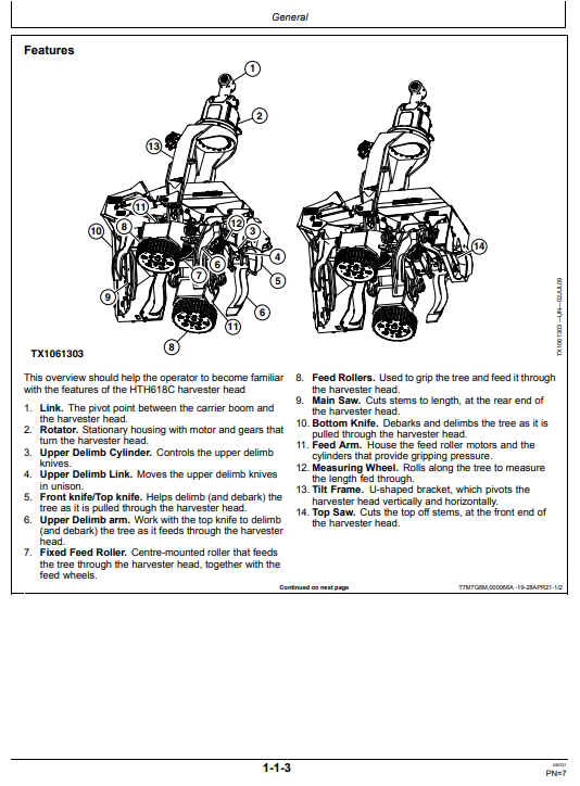 WARATAH HTH618C HARVESTER HEAD OPERATOR MANUAL WA116921