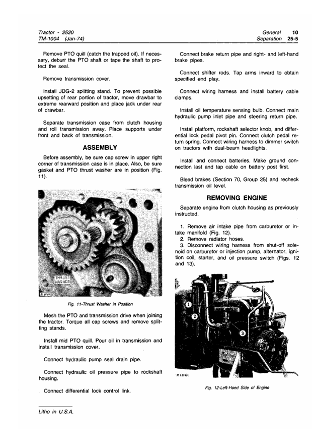 JOHN DEERE 2520 TRACTOR TECHNICAL MANUAL TM1004