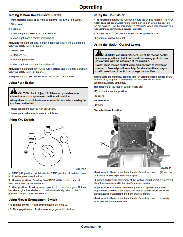 JOHN DEERE Z225, Z425, Z645 EZTRAK OPERATOR MANUAL OMM168435