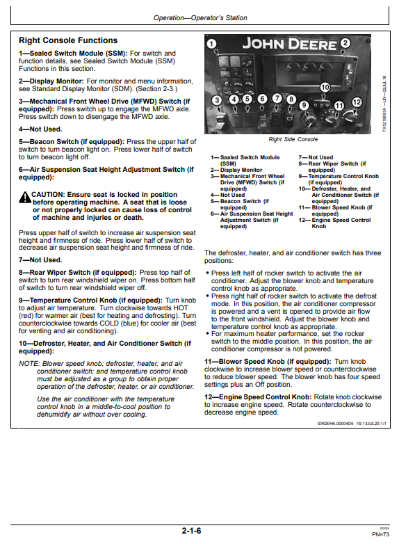 JOHN DEERE 310SL HL AND 410L BACKHOE LOADER OPERATOR MANUAL OMT426488X19