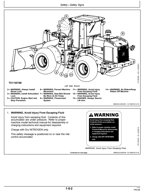 JOHN DEERE 624K 4WD LOADER OPERATOR MANUAL OMT346594X19