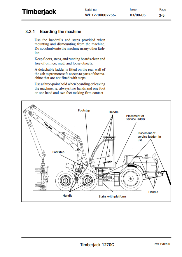 JOHN DEERE TIMBERJACK 1270C HARVESTER OPERATOR AND MAINTENANCE MANUAL F060710