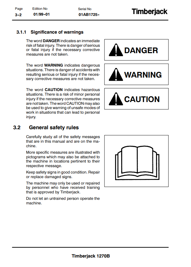 JOHN DEERE 1270B TIMBERJACK OPERATOR AND MAINTENANCE MANUAL F056423