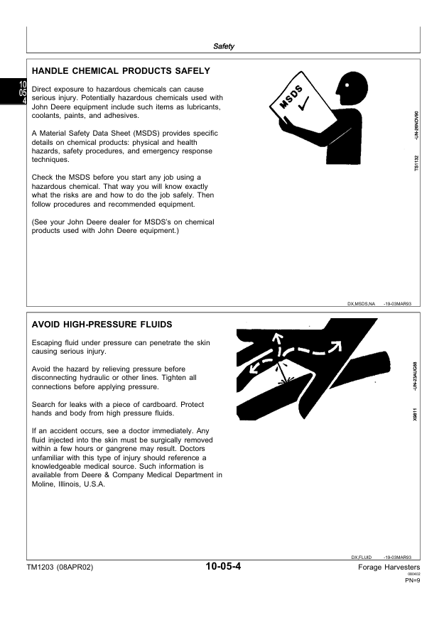 JOHN DEERE 3940, 3950, 3960 AND 3970 FORAGE HARVESTER TECHNICAL MANUAL TM1203
