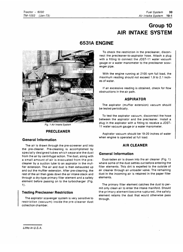 JOHN DEERE 6030 TRACTOR TECHNICAL MANUAL TM1052