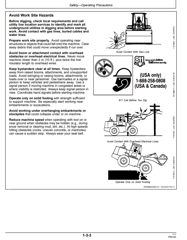 JOHN DEERE 444 P 4WD LOADER OPERATOR MANUAL OMT483916X019