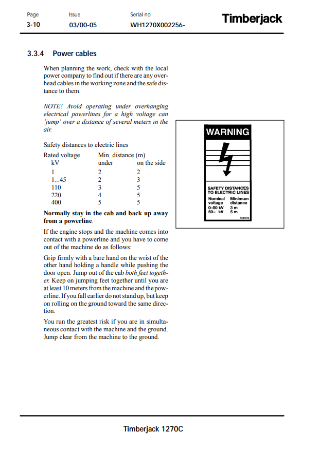 JOHN DEERE TIMBERJACK 1270C HARVESTER OPERATOR AND MAINTENANCE MANUAL F060710