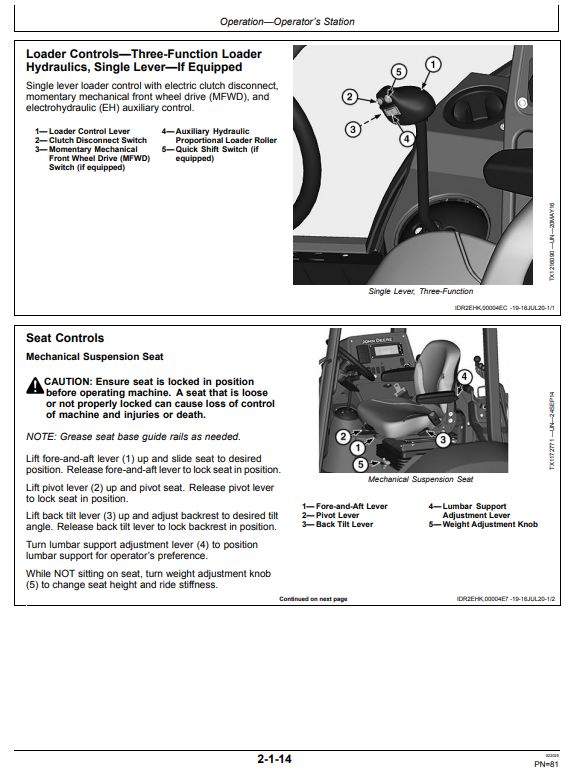 JOHN DEERE 310SL HL AND 410L BACKHOE LOADER OPERATOR MANUAL OMT426488X19