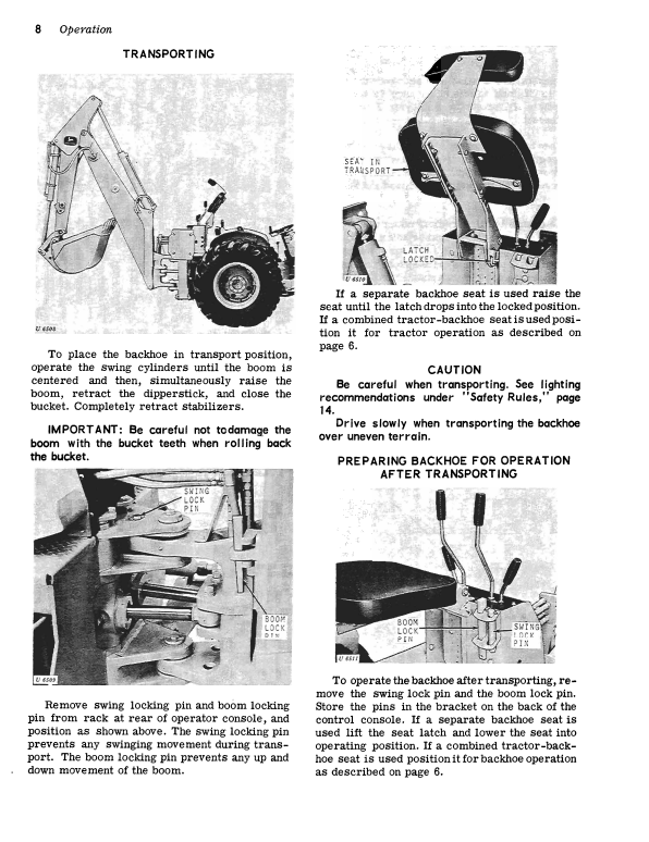 JOHN DEERE 9400 BACKHOE OPERATOR MANUAL OMT33824