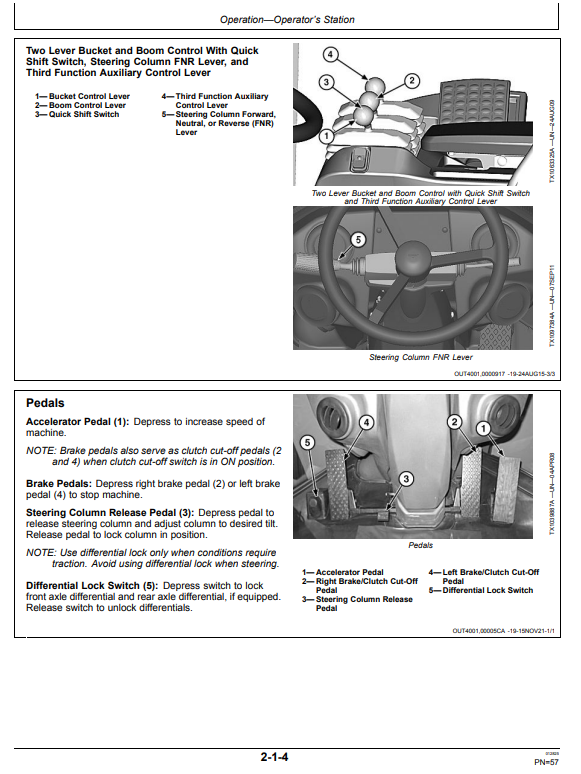 JOHN DEERE 624K 4WD LOADER OPERATOR MANUAL OMT346594X19