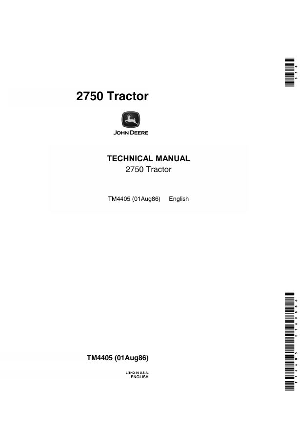 JOHN DEERE 2750 TRACTOR TECHNICAL MANUAL TM4405