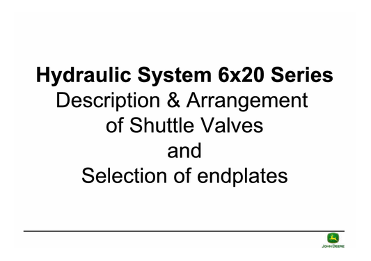 JOHN DEERE 6X20 SERIES HYDRAULIC SHUTTLE VALVE AND ENDPLATE MANUAL