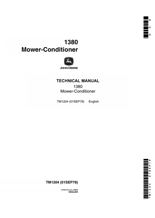 JOHN DEERE 1380 MOWER-CONDITIONER TECHNICAL MANUAL TM1204