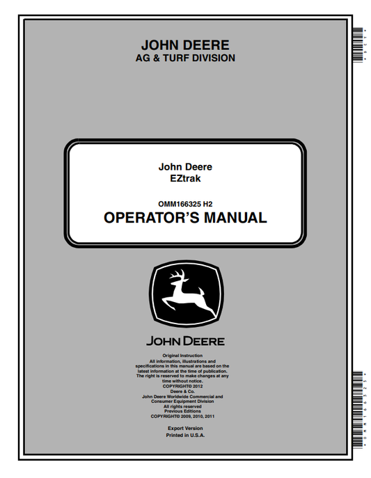JOHN DEERE Z425, Z645 EZTRAK OPERATOR MANUAL OMM166325