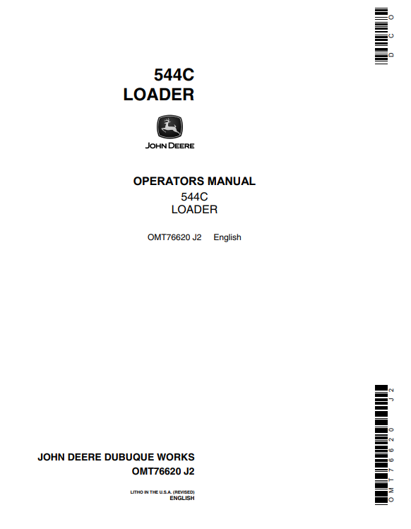 JOHN DEERE 544C LOADER OPERATOR MANUAL OMT76620