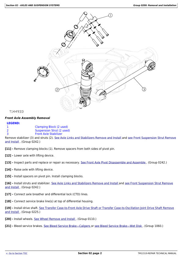 JOHN DEERE 350D, 400D SERIES II ARTICULATED DUMP TRUCK REPAIR TECHNICAL MANUAL TM11519