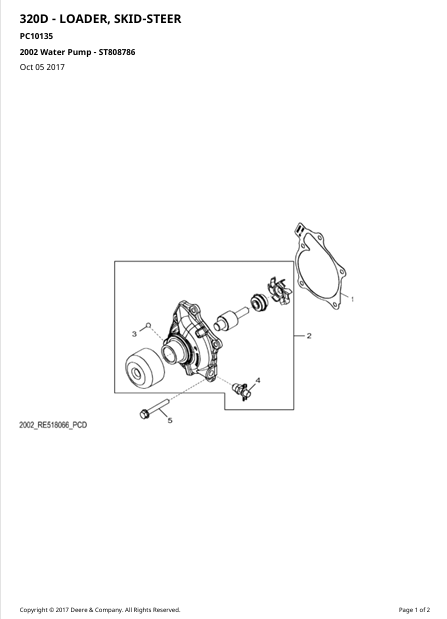 JOHN DEERE 320D - LOADER, SKID-STEER PARTS CATALOGUE MANUAL PC10135