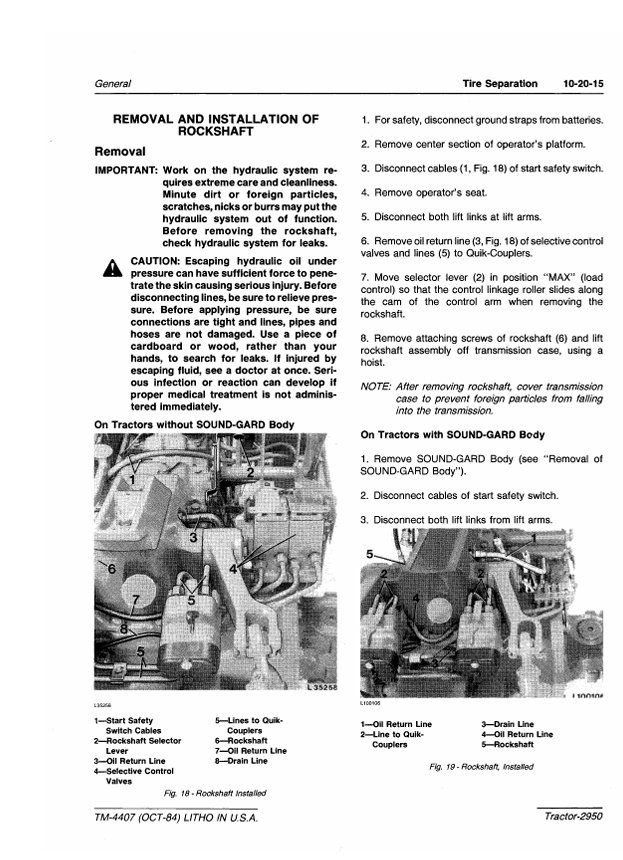 JOHN DEERE 2950 TRACTOR TECHNICAL MANUAL TM4407