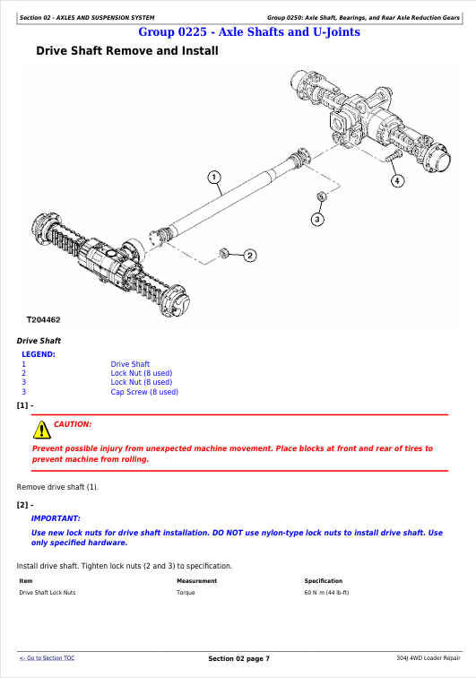 JOHN DEERE 304J 4WD LOADER REPAIR TECHNICAL MANUAL TM11217
