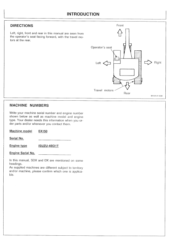 HITACHI EX150 EXCAVATOR OPERATOR MANUAL EM13314