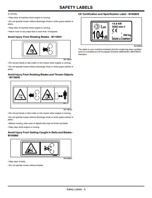 JOHN DEERE Z425 EZTRAK OPERATOR MANUAL OMM162472