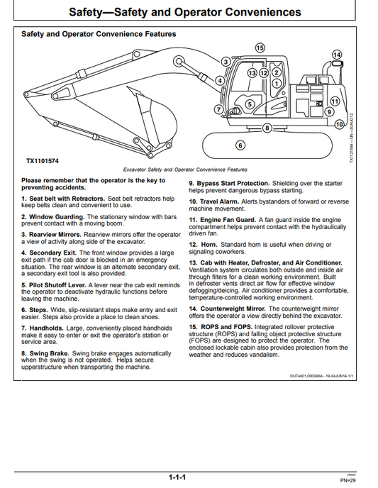 JOHN DEERE 130G EXCAVATOR OPERATOR MANUAL OMT306199