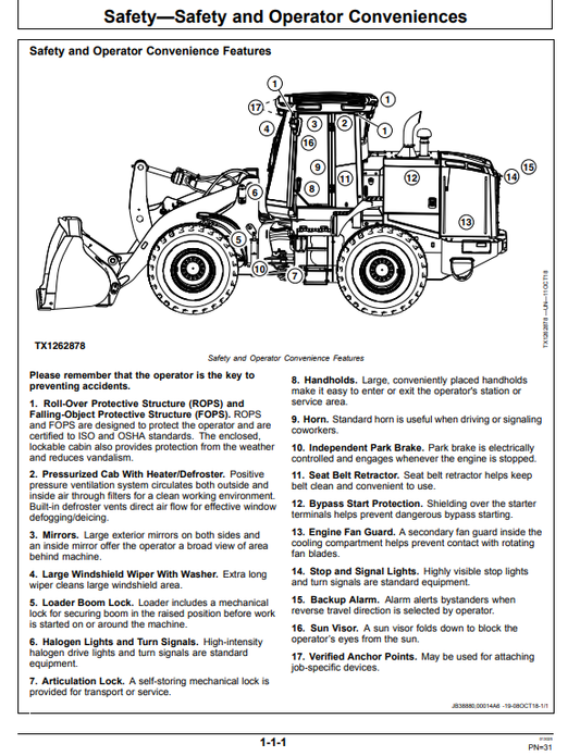 JOHN DEERE 624L 4WD LOADER OPERATOR MANUAL OMT406389X19