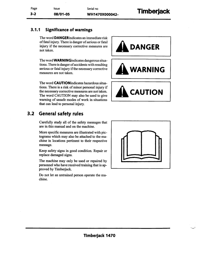 JOHN DEERE TIMBERJACK 1470 HARVESTER OPERATOR MANUAL F062401