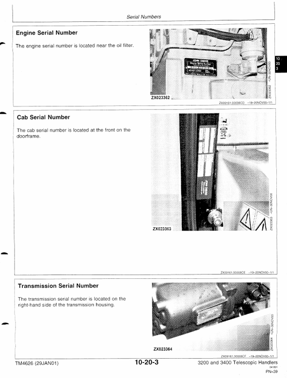 JOHN DEERE 3200 AND 3400 TELESCOPIC HANDLER TECHNICAL MANUAL TM4626