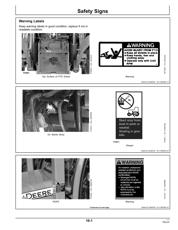 JOHN DEERE 85F, 100F ORCHAD AND VINEYARD TRACTOR OPERATOR MANUAL OMRE280705