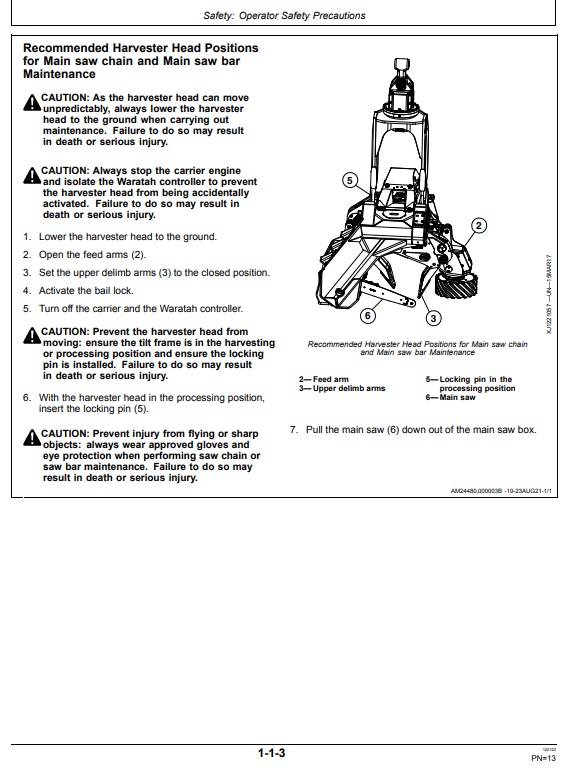WARATAH HTH624C 4X4 HARVESTER HEAD OPERATOR MANUAL WA130395