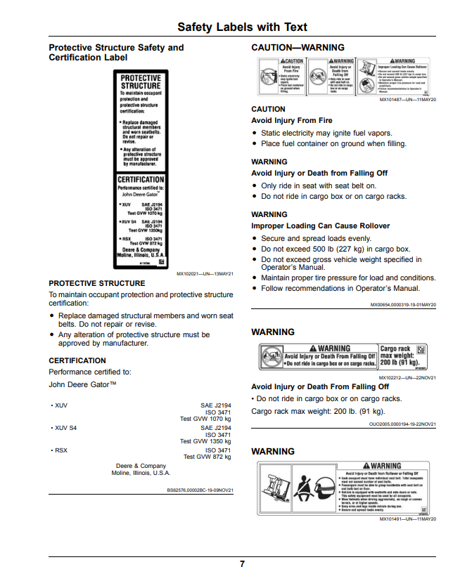 JOHN DEERE XUV560E, XUV560E S4 GATOR™ UTILITY VEHICLES OPERATOR MANUAL OMUC36882