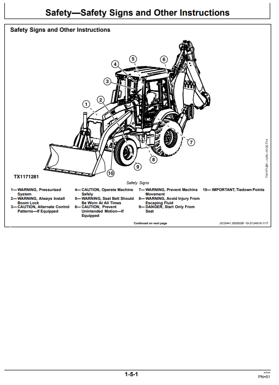 JOHN DEERE 310L EP BACKHOE LOADER OPERATOR MANUAL OMT410085X19