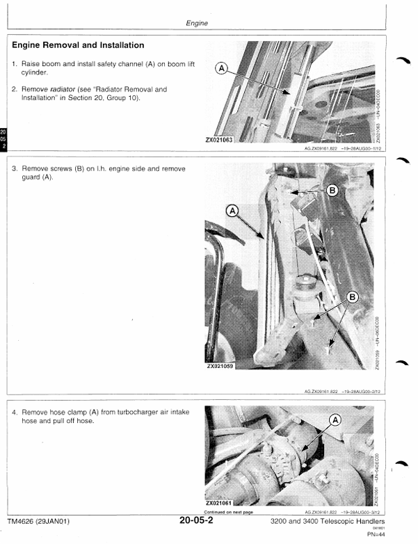 JOHN DEERE 3200 AND 3400 TELESCOPIC HANDLER TECHNICAL MANUAL TM4626