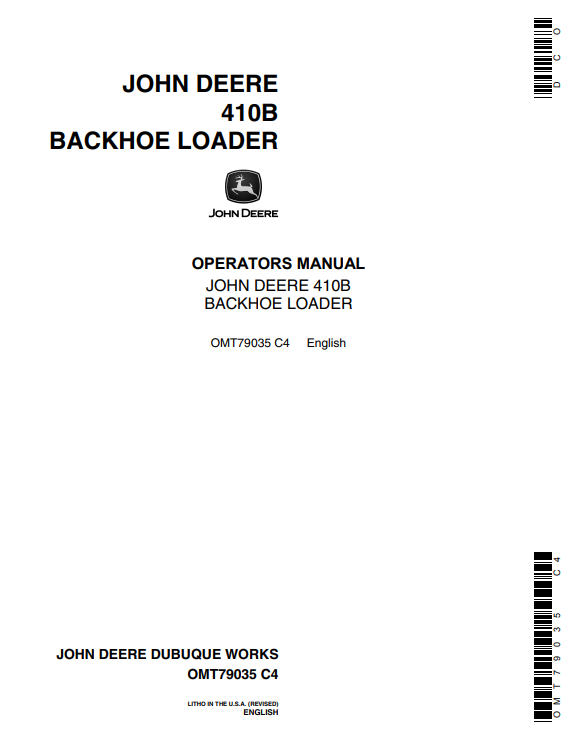 JOHN DEERE 410B BACKHOE LOADER OPERATOR MANUAL OMT79035