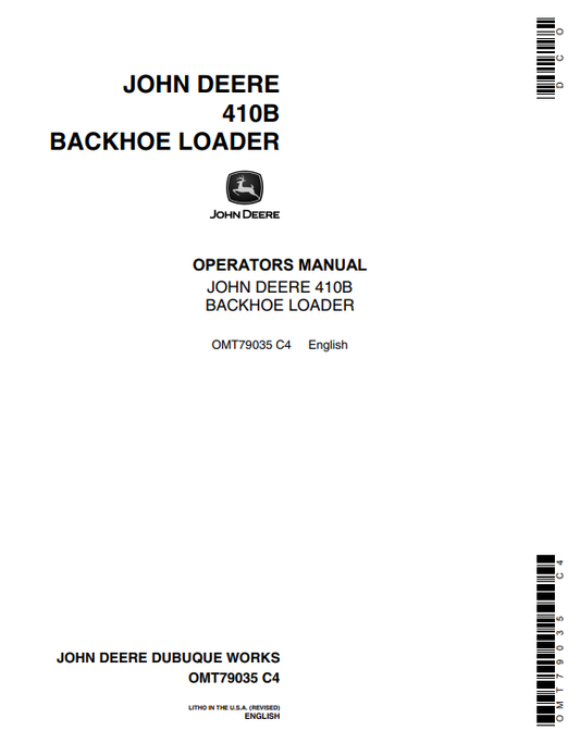 JOHN DEERE 410B BACKHOE LOADER OPERATOR MANUAL OMT79035