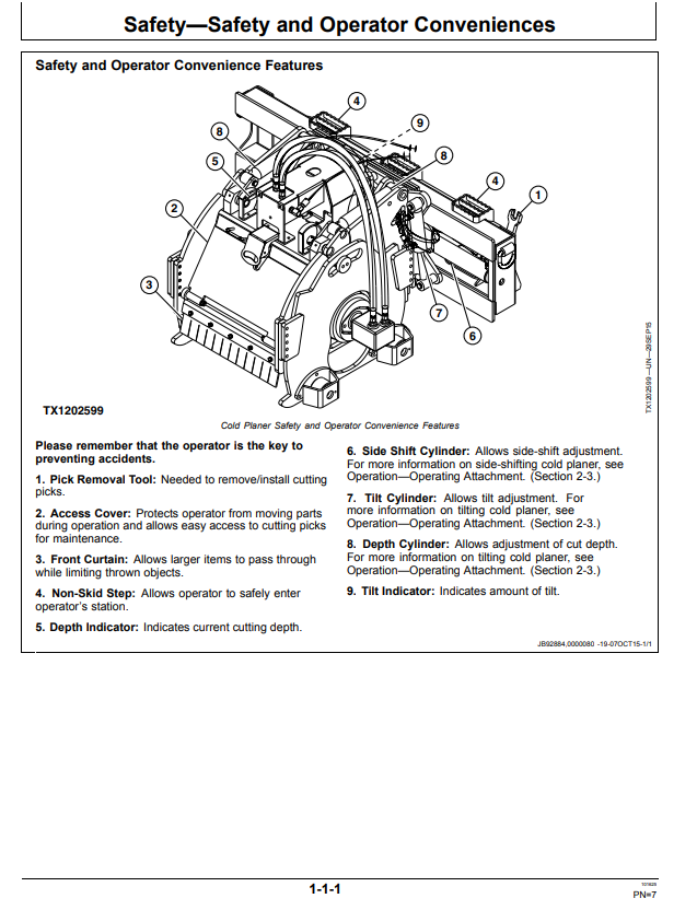 JOHN DEERE CP12D, CP18D, CP24D, AND CP30D COLD PLANER OPERATOR MANUAL OMT372805X19