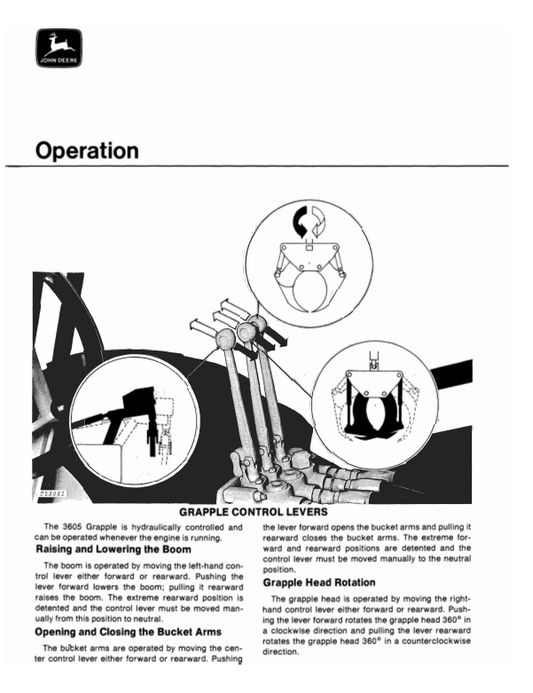 JOHN DEERE 3605 GRAPPLE OPERATOR MANUAL OMT35736