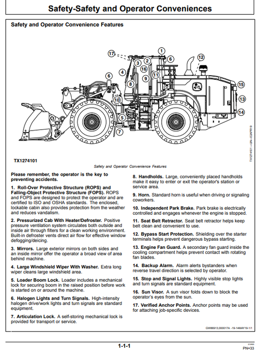 JOHN DEERE 824L 4WD LOADER OPERATOR MANUAL OMT426214X19